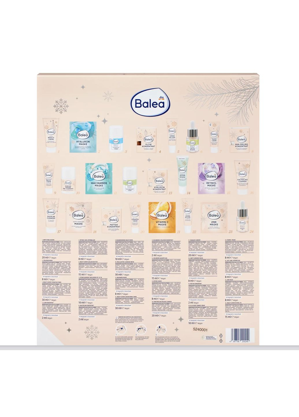 Адвент-календар з доглядовою косметикою для облччя Adventskalender Face 2025 Balea (366569493)