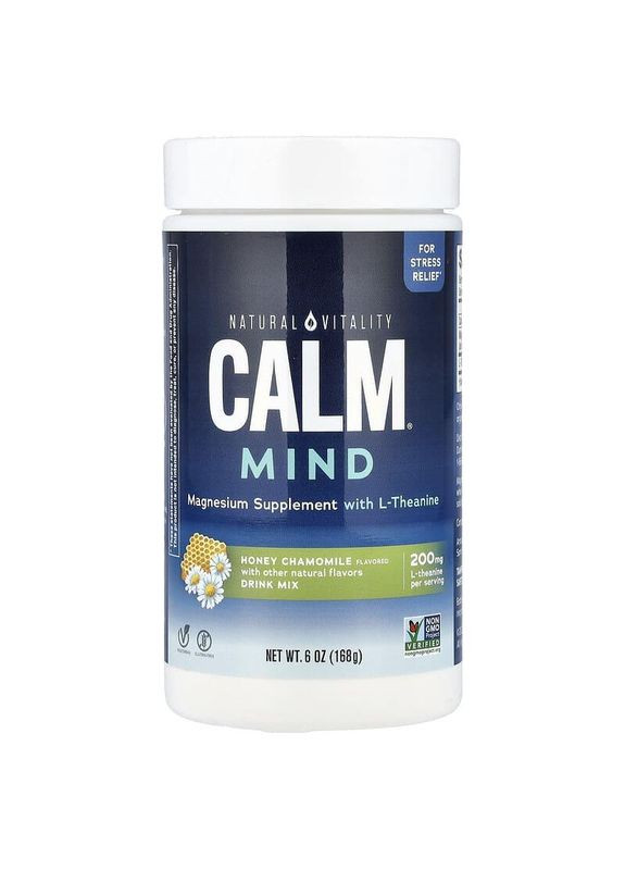 Добавка с магнием со смесью для напитков с L-теанином CALM Mind 168 г (56 порц.) мед и ромашка Natural Vitality (365806839)
