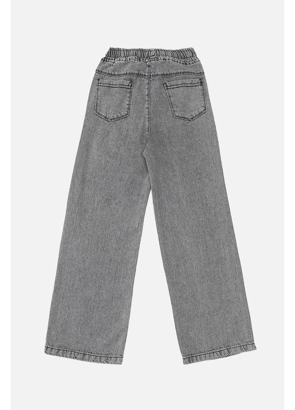 Светло-серые демисезонные джинсы wide leg для девочки цвет светло-серый цб-00279912 Yuki