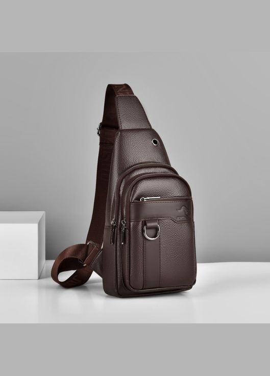 Чоловіча сумка-слінг на груди з м'якою екошкірою та металевою фурнітурою коричнева (sku_1692К) No Brand (346078167)