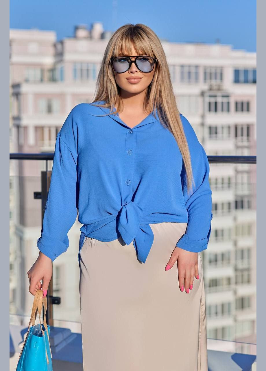 Голубой повседневный рубашка popluzhnaya с длинным рукавом