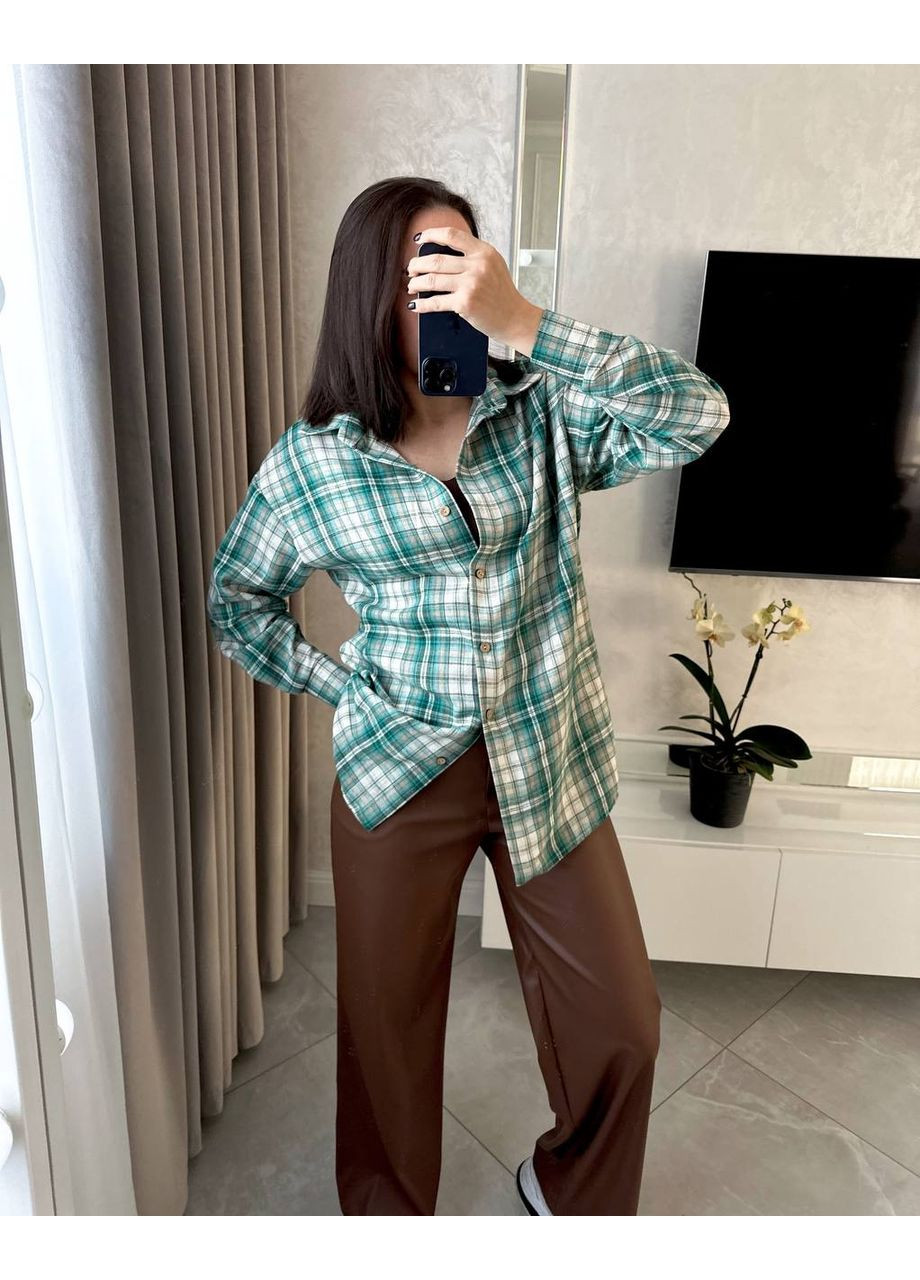 Подовжена сорочка в клітинку “Базовий акцент” | Розмірна сітка в описі GD/GL Модний простір (364966959)