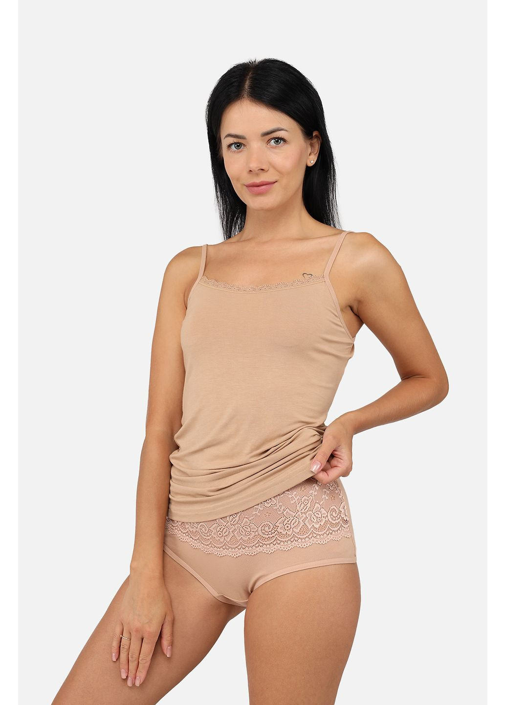 Майка с узкими бретелями женская цвет бежевый CB-00283216 Donella — 357014774