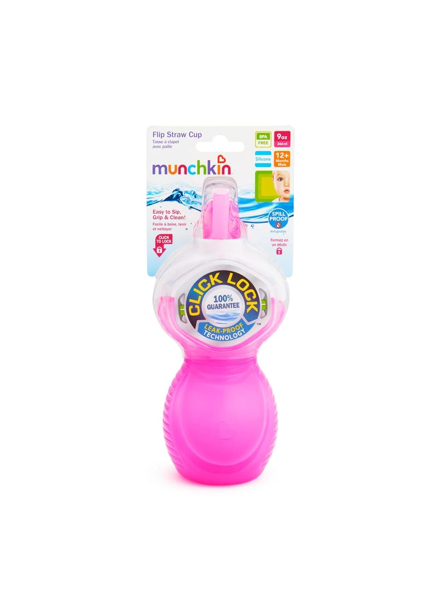 Бутылочка-непроливайка с трубочкой "Click Lock", 266 мл, цвет розовый (15424.02) Munchkin (391543387)