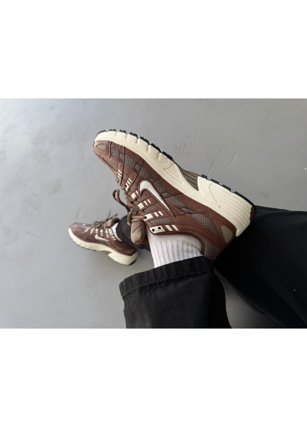 Коричневые демисезонные кроссовки мужские nike p-6000 fauna brown soft pearl | найк р-6000 коричневые No Brand