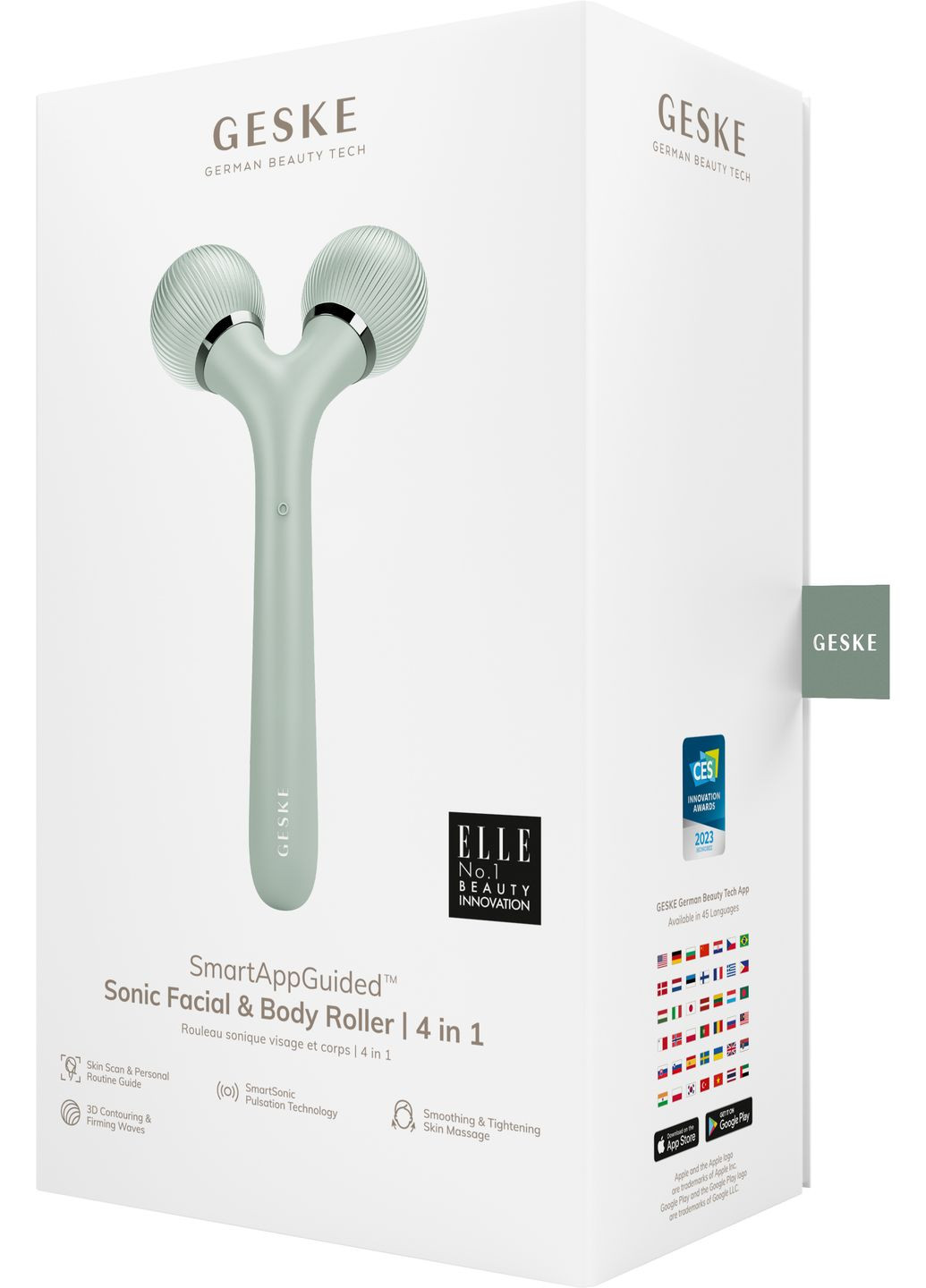 Електронний ультразвуковий ролик для обличчя та тіла Sonic Facial&Body Roller 4в1 green GESKE (341526150)