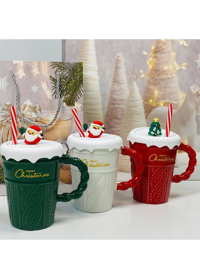 Кружка чашка (кришка+трубочка)360мл "Різдвяний Гламур" стильний і зручний аксесуар OSM (365549059)