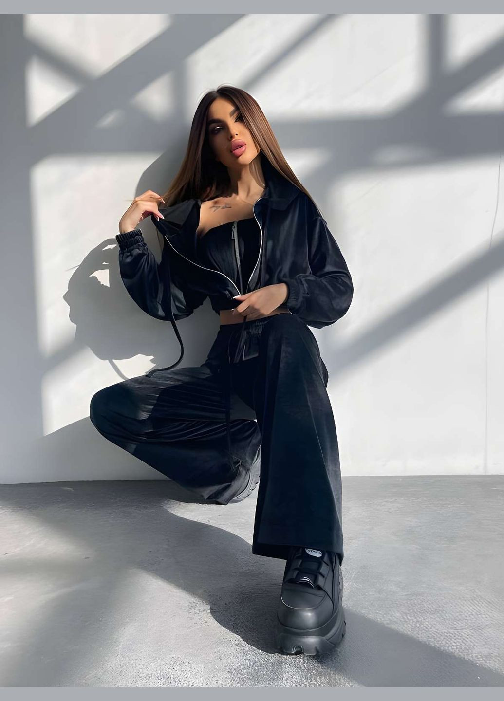 Мягкий велюровый костюм тройка с корсетом, женский спортивный костюм на... No Brand (331283901)