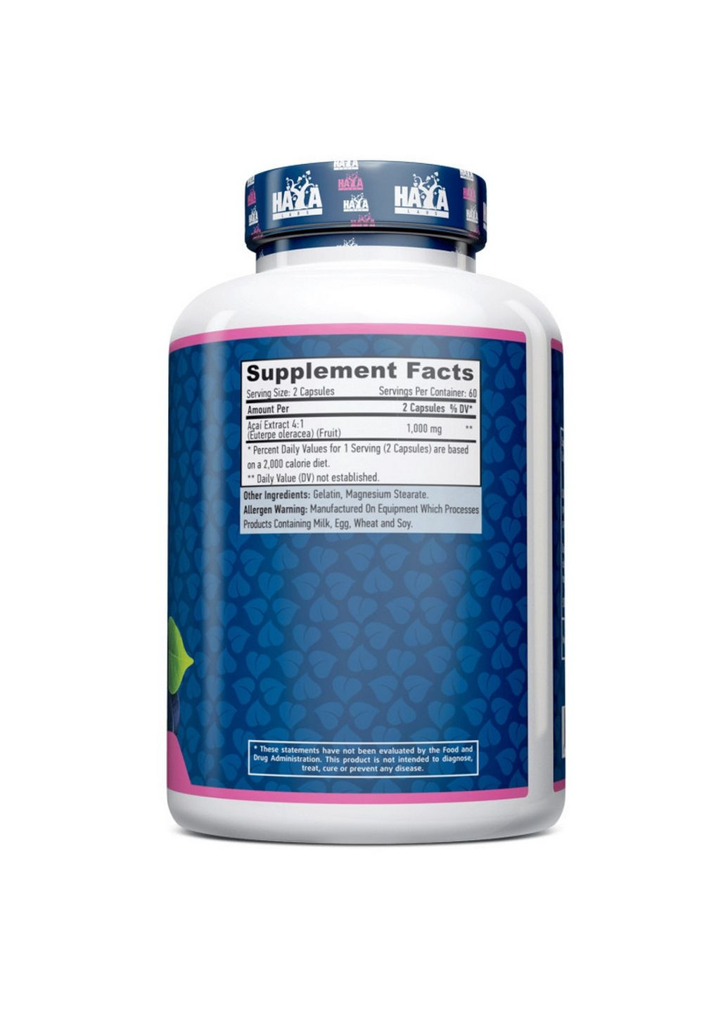 Натуральная добавка Acai 1000 mg, 120 капсул Haya Labs (293421385)