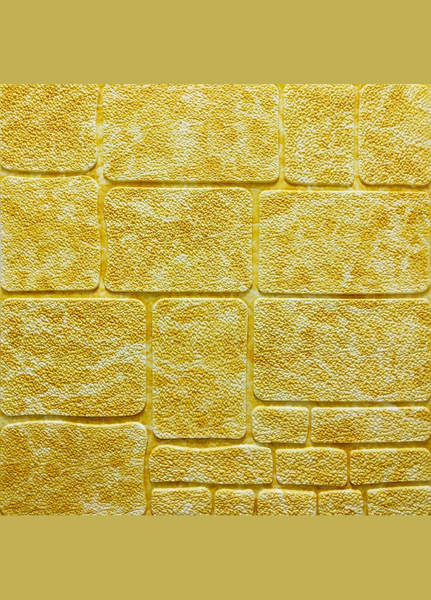 Самоклеюча декоративна 3D панель камінь жовтий мармур 700х700х7мм (152) SW00000220 Sticker Wall (278314852)