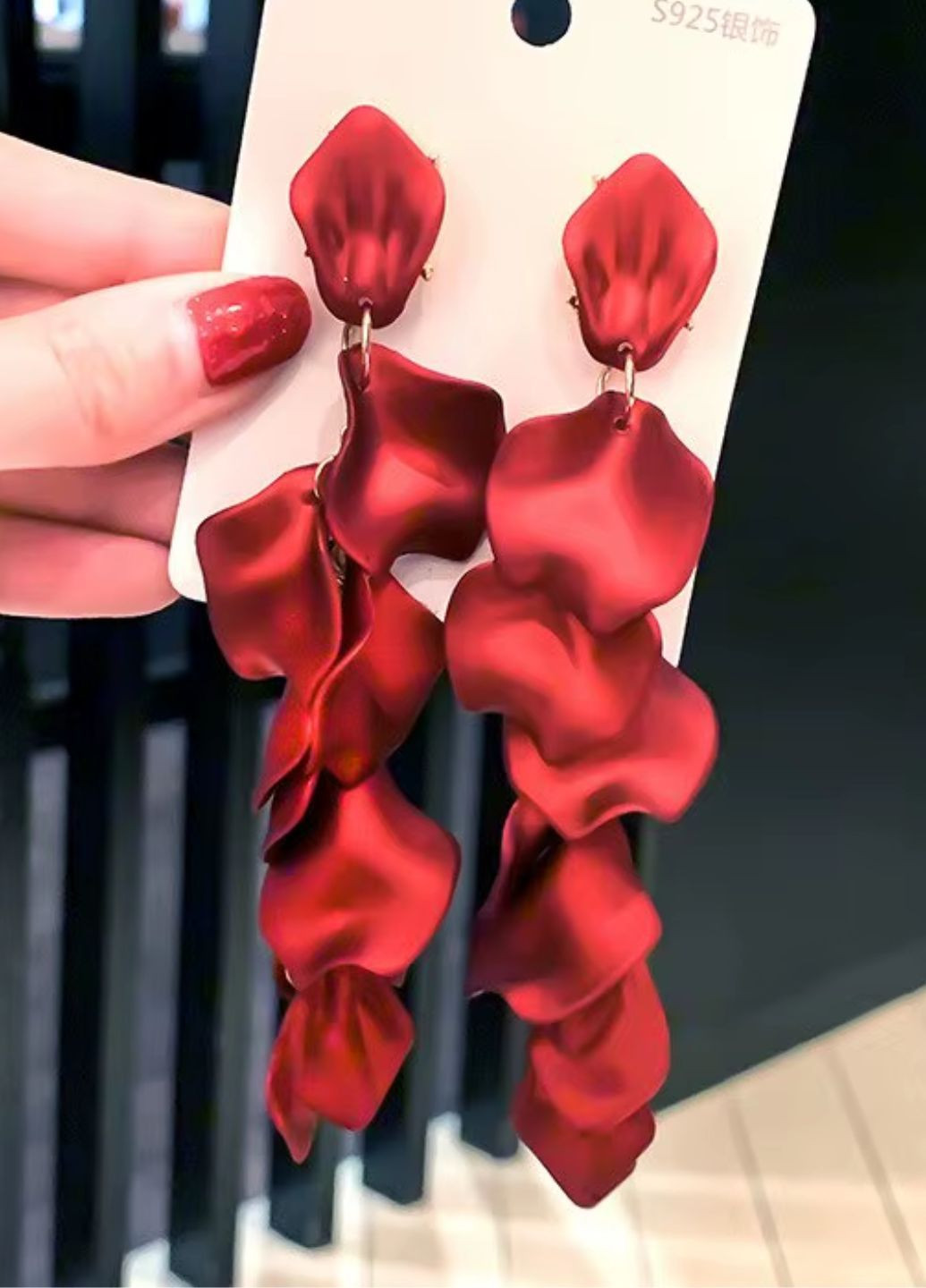 Серьги женские c лепестками длинные No Brand (314999020)