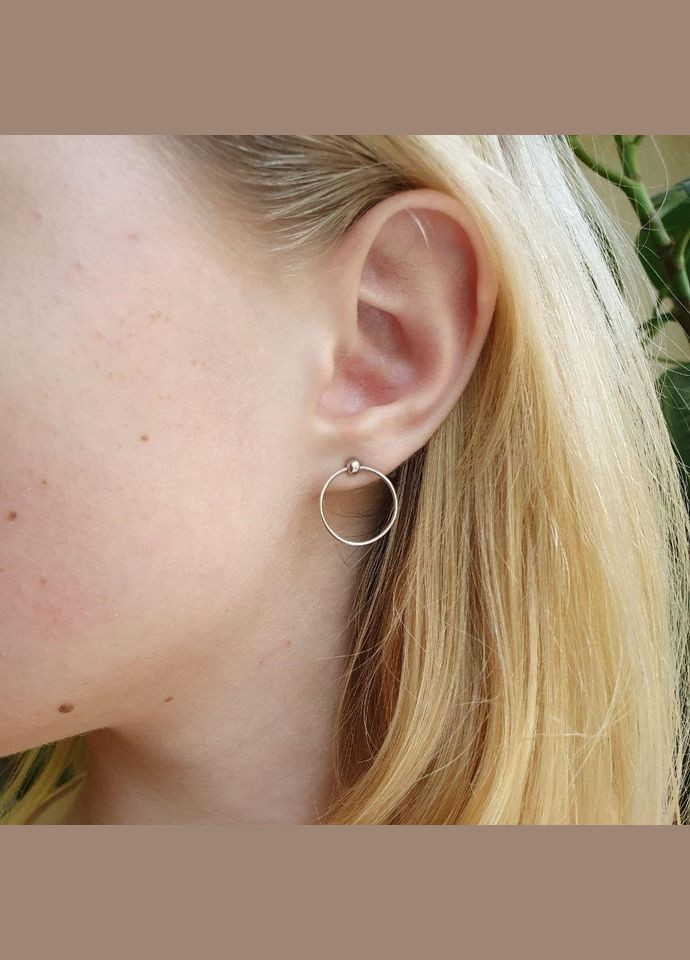 Срібні сережки пусети Коло без камінців No Brand (333705354)