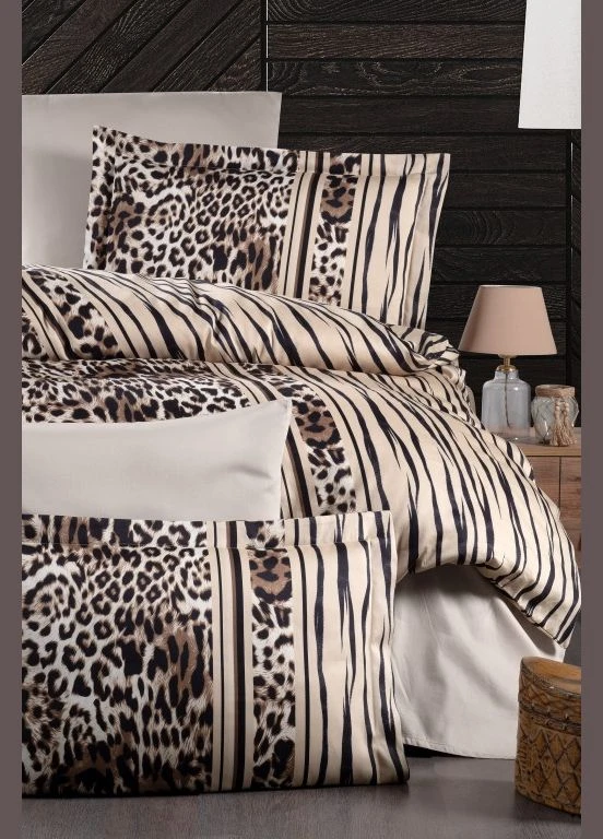 Постельное белье Cotton Satin семейный 160х220 Leopard Brown First Choice (318381057)