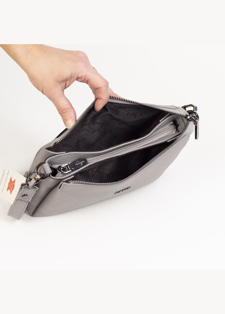 Жіноча шкіряна сумка крос-боді 5070-081 сіра Karya (315922724)