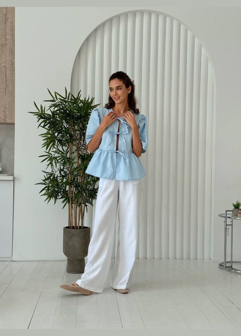 Голубой праздничный, повседневный, кэжуал, коктейльный рубашка Україна с коротким рукавом