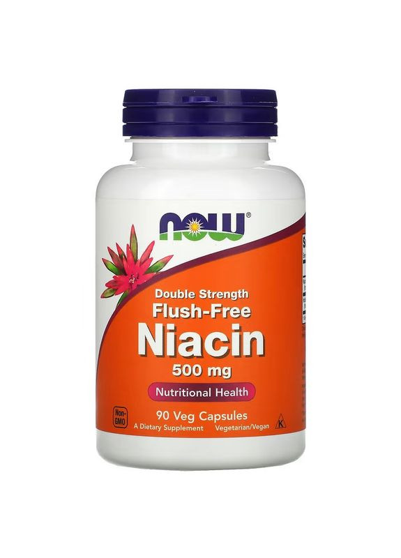 Ніацин Flush-Free Niacin, Double Strength, 500 mg, 90 Veg Capsules Now (323214836)