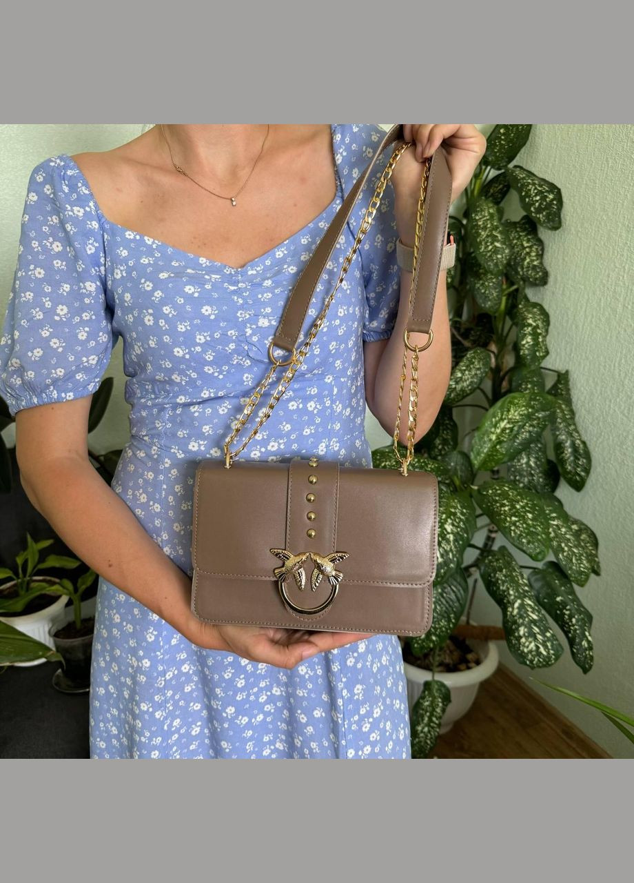 Женская мини сумочка клатч с птицами, 3 отделения, экокожа бежевый (sku_771БЖ) No Brand (330576148)