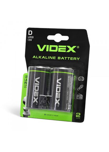 Батарейка щелочная LR20/D 2шт BLISTER CARD Videx (359398043)