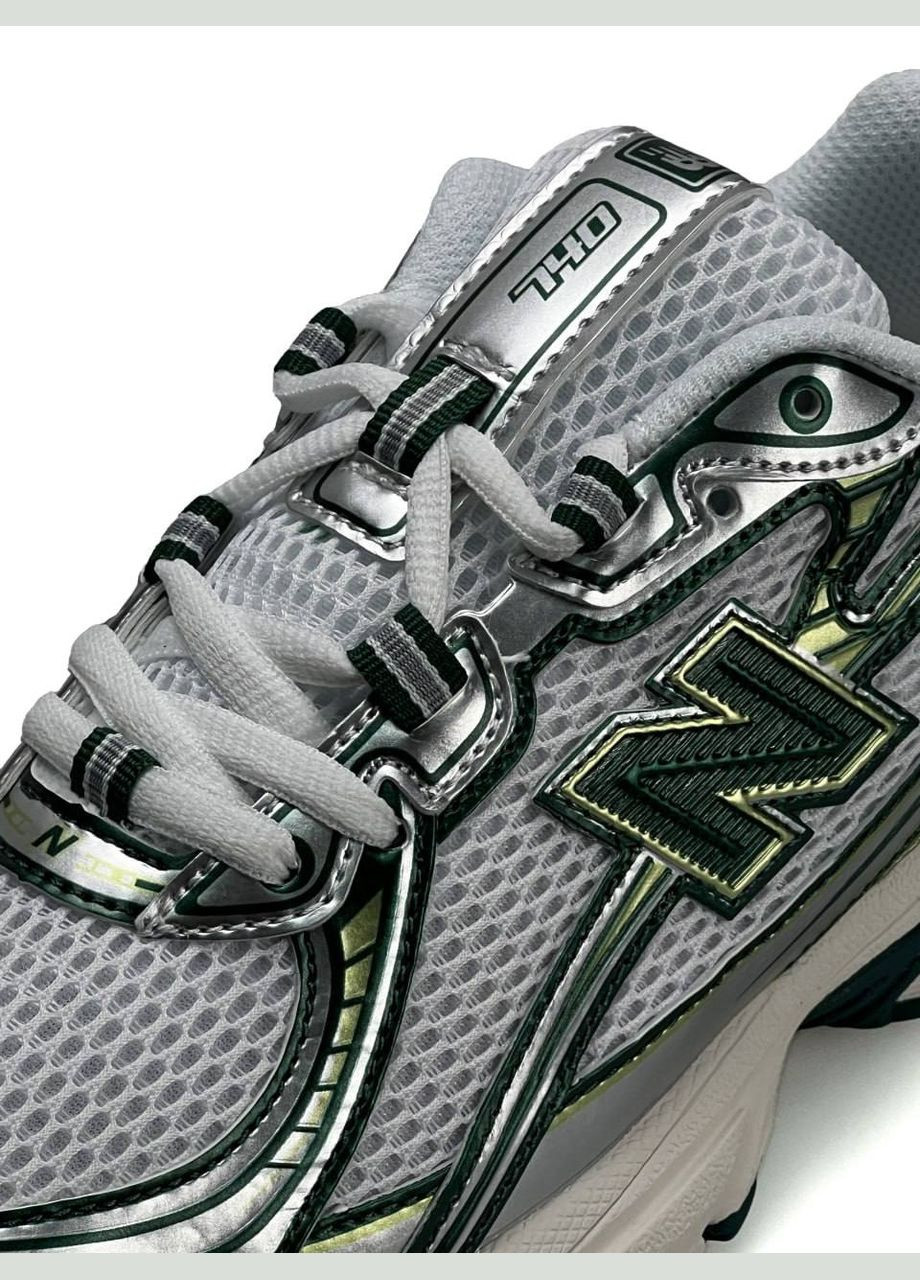 Кроссовки женские New Balance No Brand 740 White Silver Green белые демисезоны (346055181)
