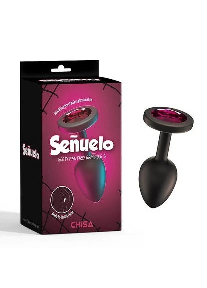 Анальна пробка чорна з каменем рожевого кольору S Senuelo Chisa (303882519)