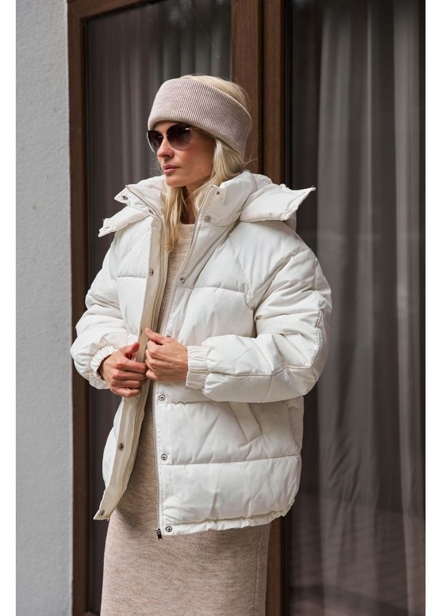 Молочная куртка-пуховик 3675 серый Triko Bakh