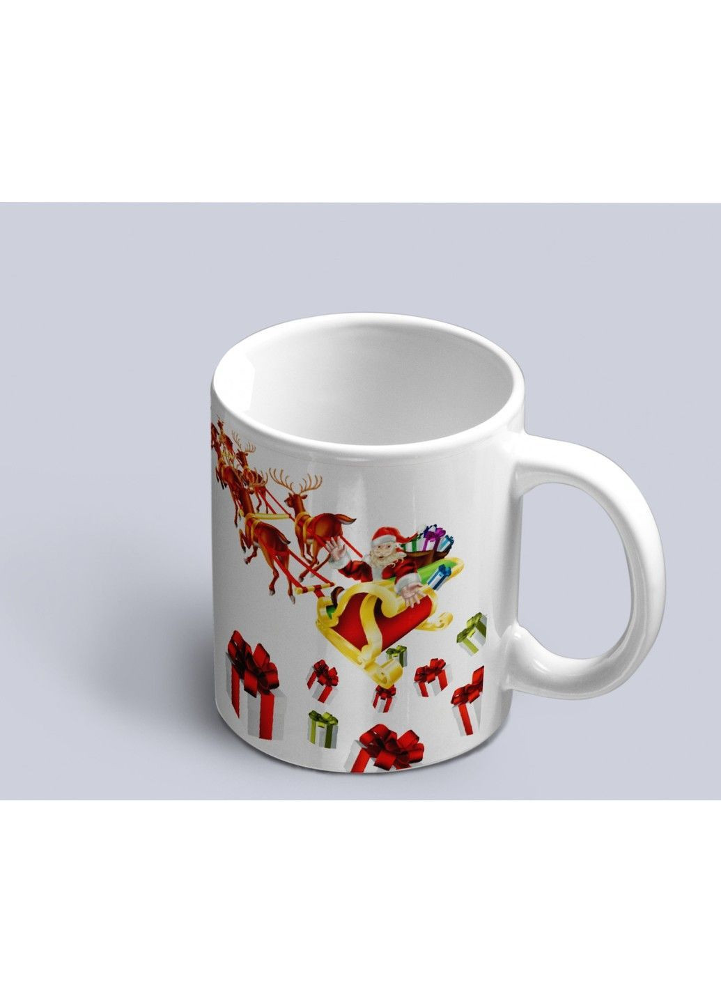 Чашка с новогодним принтом Санты раздающего подарки ЗаСвіт (369718584)