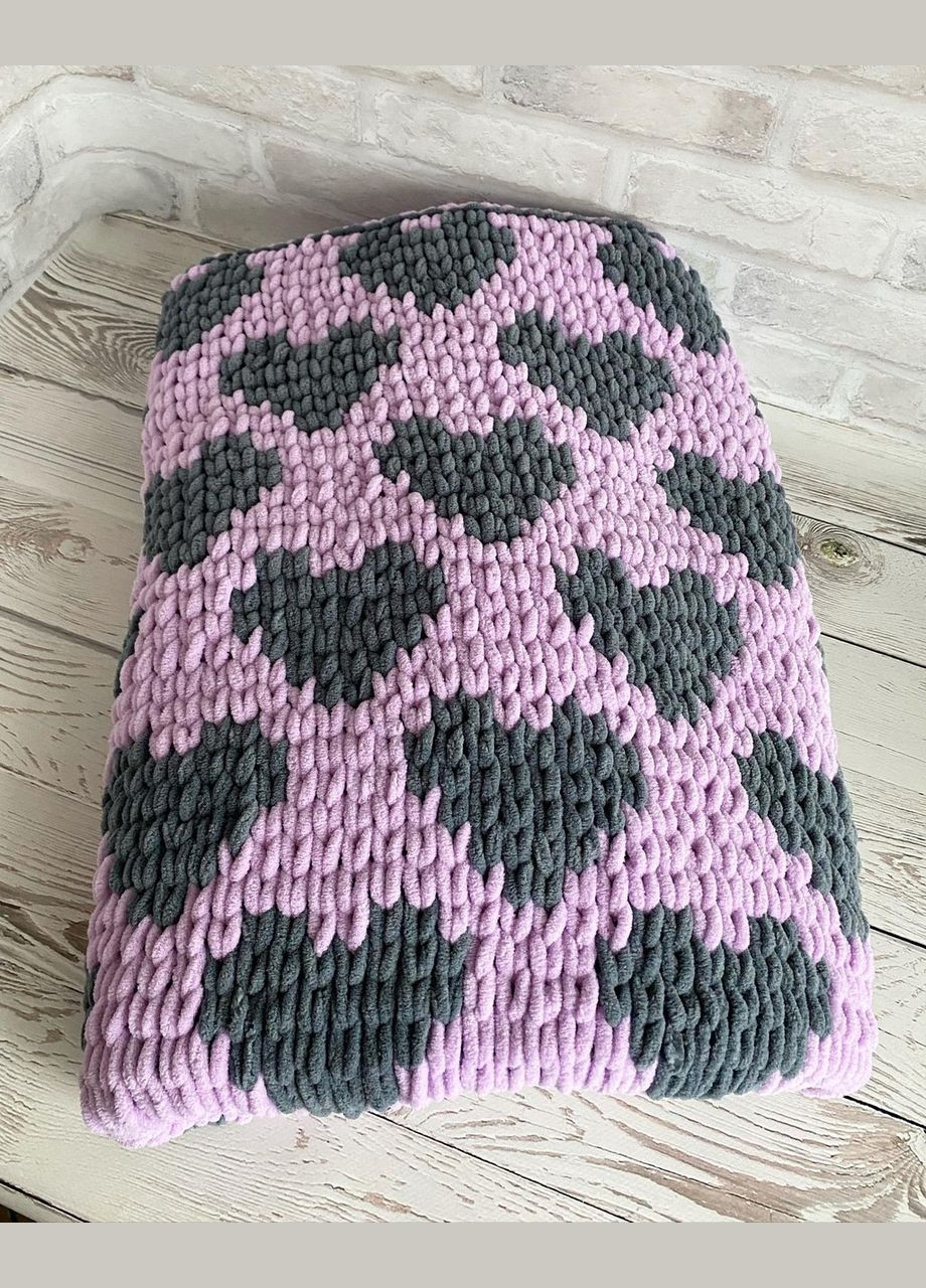 Теплый вязаный плед покрывало в детскую кровать тележку с сердечками двухсторонний S=85х95 см подарок новорожденному No Brand (369505257)