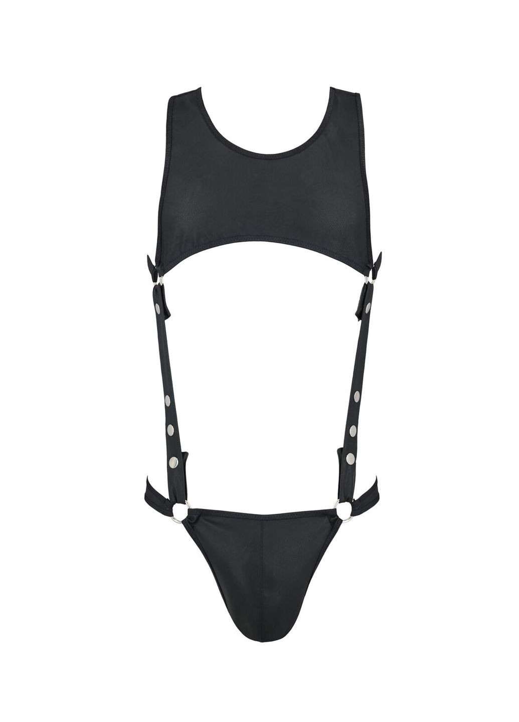 Чоловіче шкіряне боді Adam, чорне, заклепки Passion (297394460)