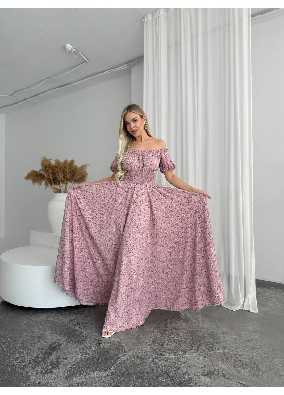 Лавандова святковий, вечірня, кежуал жіноча сукня максі а-силует Style Point з квітковим принтом