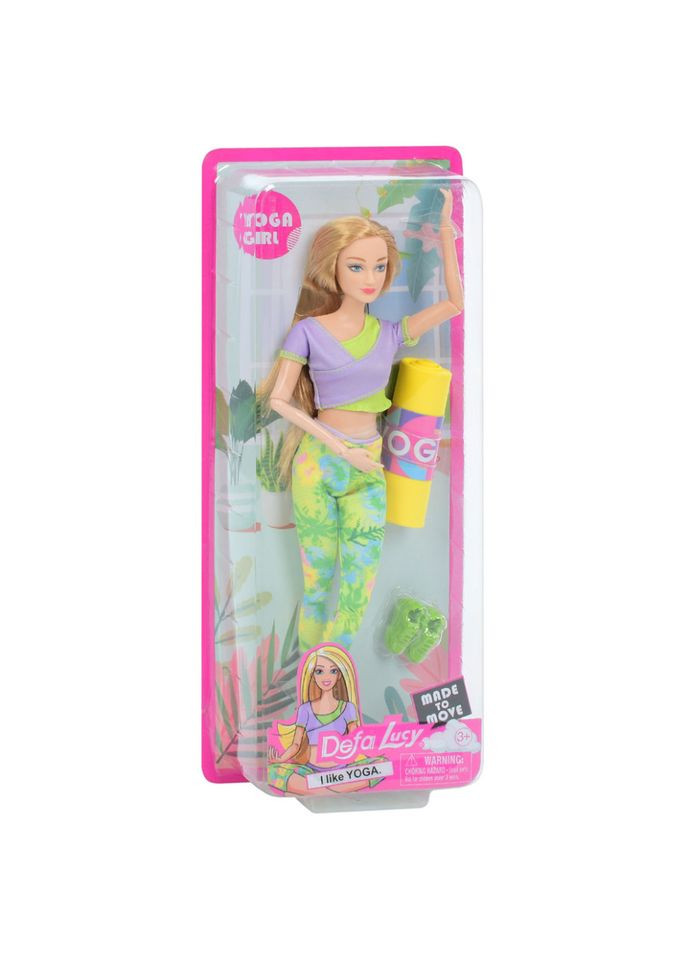 Дитяча лялька Yoga girl 8489, 28см, йогамат, шарнірна Жовтий Defa (300385959)