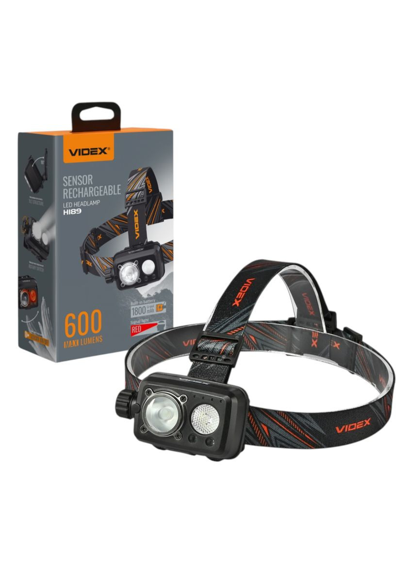 Налобний ліхтарик VLF-H189 600Lm 5000K до 185м, 8 режимів роботи, з червоним світлом Videx (349821324)