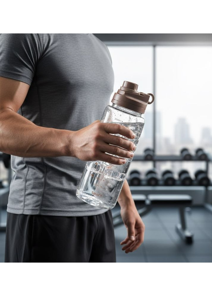 Легка пляшка SPORT для води із харчового пластику. Коричнева No Brand (296101777)