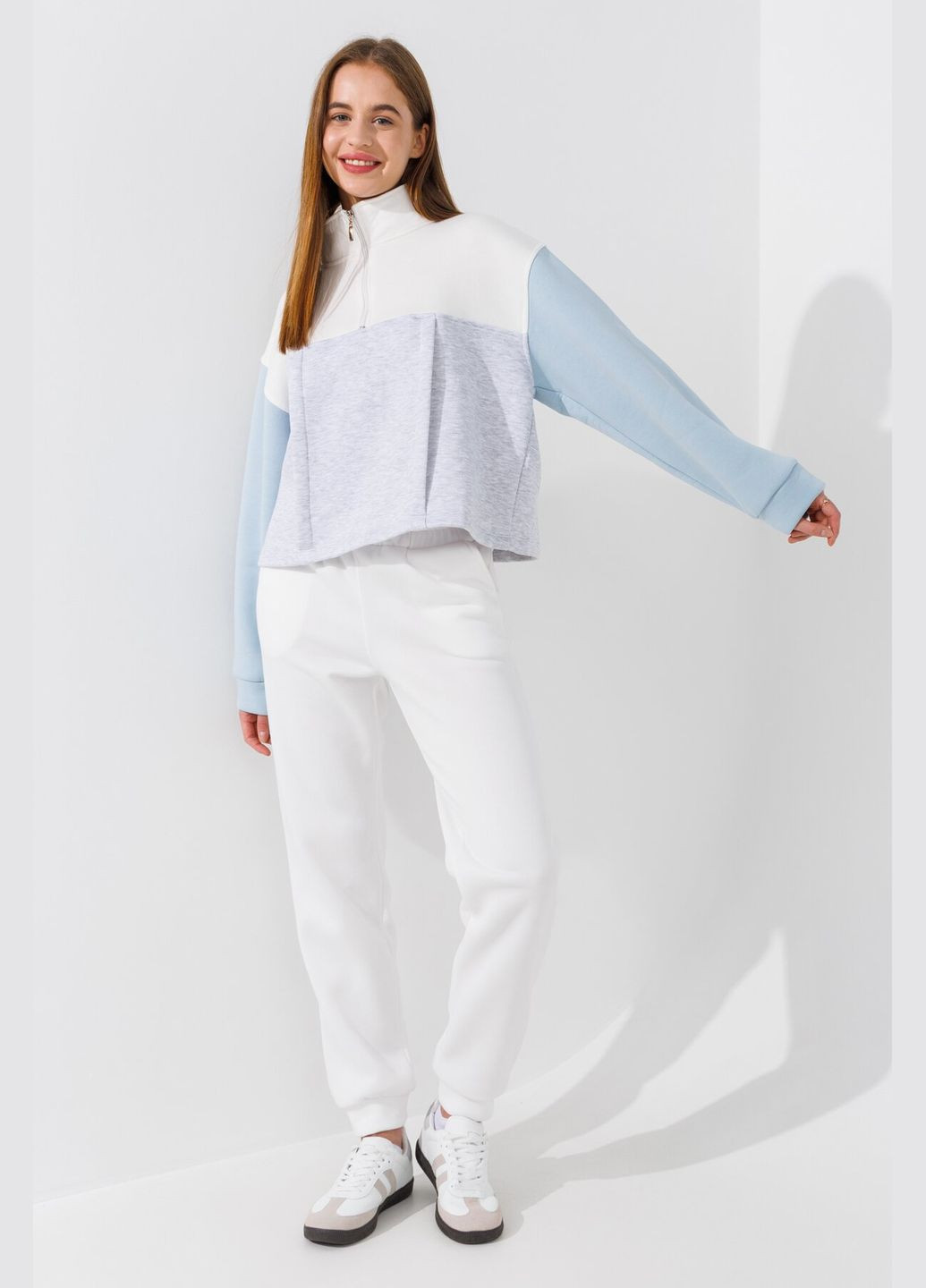 Комбинированный свитшот женский 83590 shop (2000990776273) Crep (364685421)