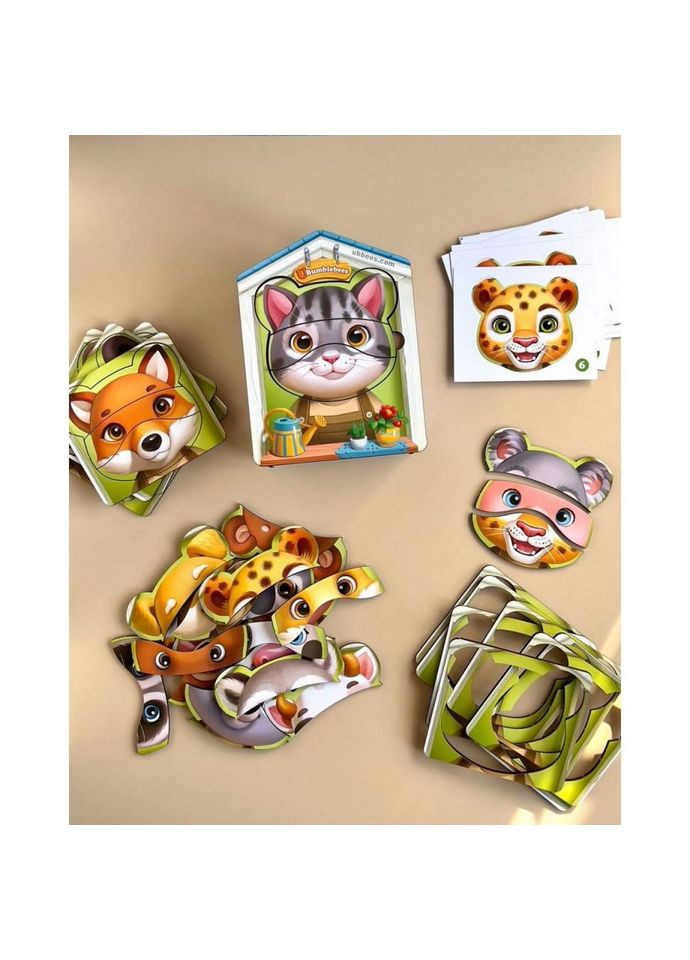 Дерев'яний пазл-вкладиш "Збери тварин" (ПСФ134) PSF134, 39 деталей Ubumblebees (372494705)