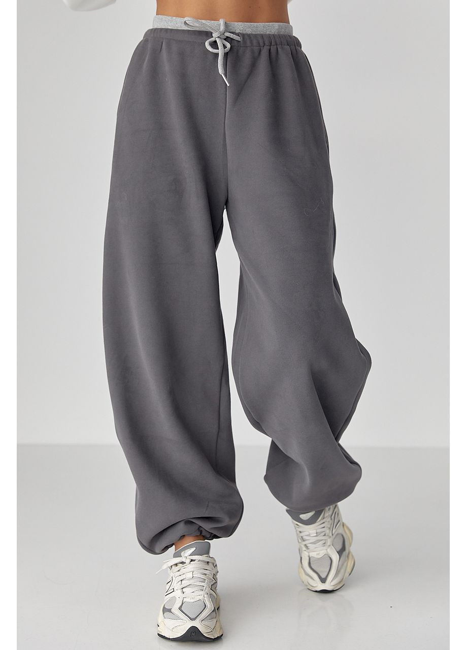 Широкі спортивні штани з начосом - світло-сірий колір Lurex (370601960)