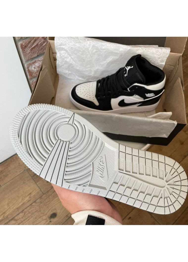 Сірі Осінні кросівки чоловічі nike air jordan 1 retro black white grey найк аір джордан No Brand