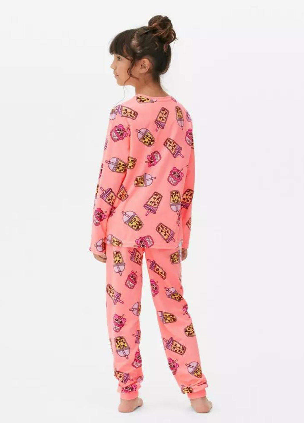 Розовая всесезон велюровая пижама для девочки лонгслив + брюки Primark