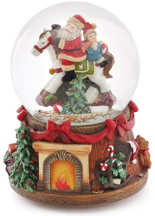 Декоративный водяной слой "Санта на Коне" 15.5см, музыкальный Bona (329897849)