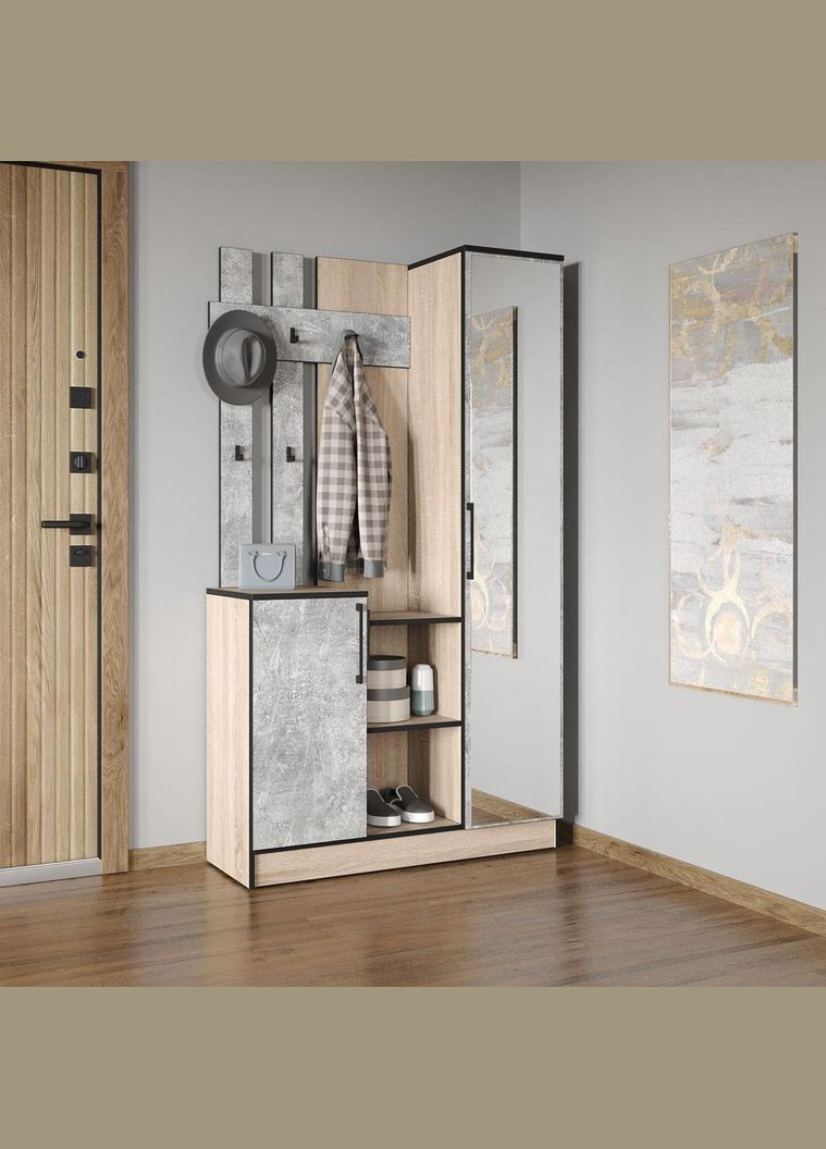 Стильная прихожая с зеркалом, дверцей и крючками для одежды от KO-0004 MORELI (361035166)