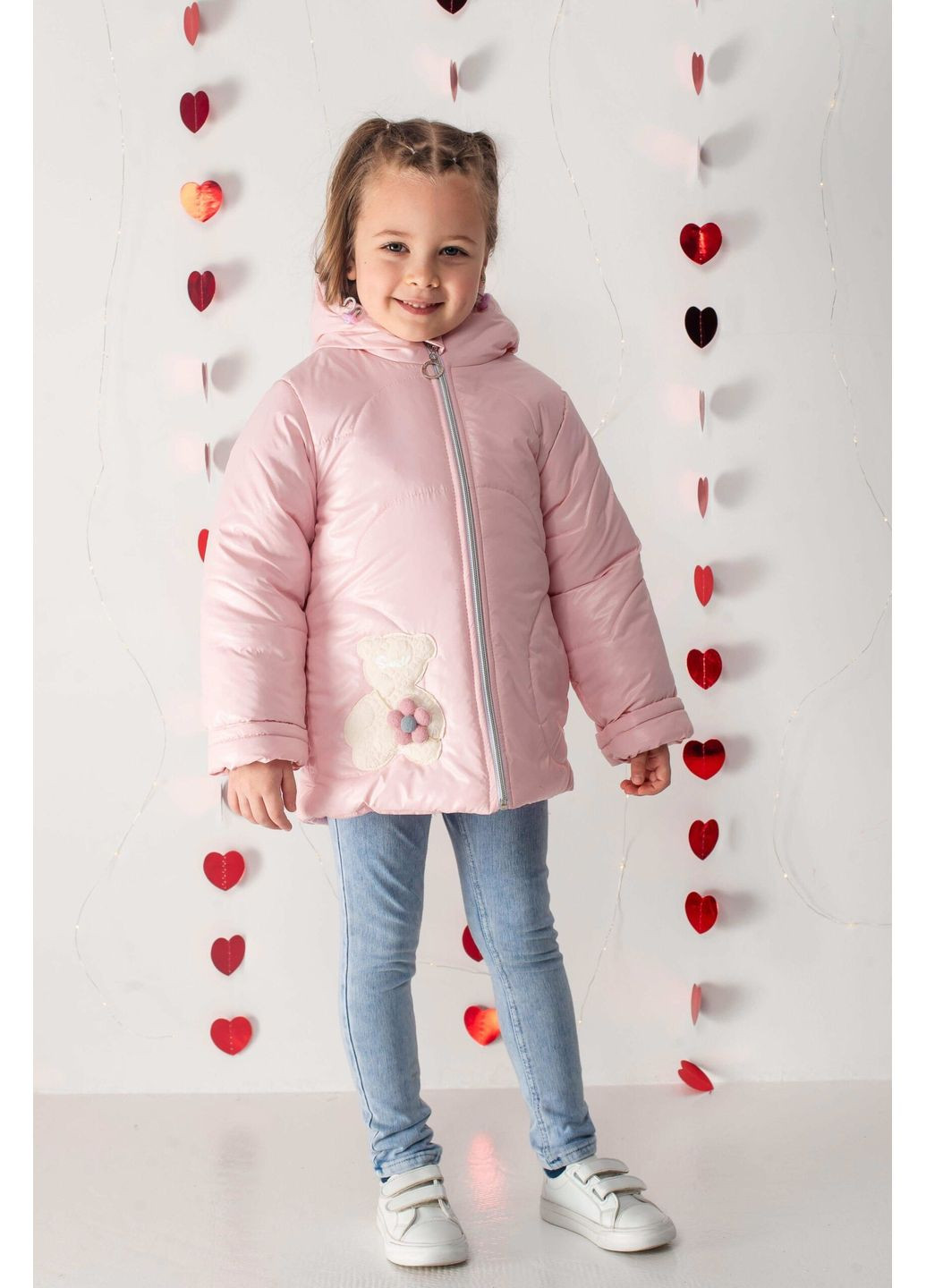 Розовая демисезонная детская демисезонная куртка для девочки «никуся» denchik (dn-8444) Деньчик