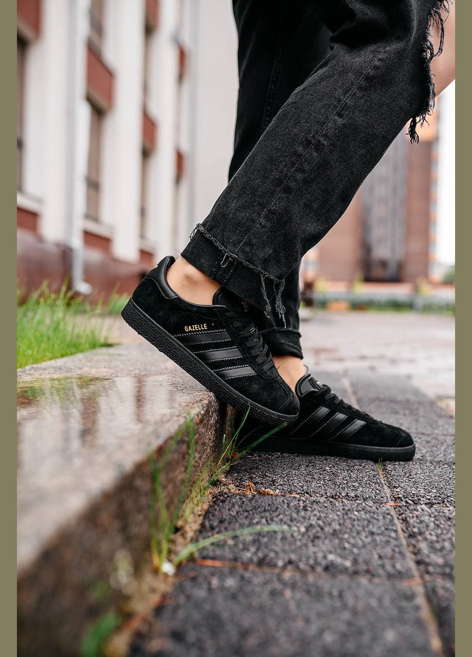 Чорні Осінні кросівки чоловічі adidas Gazelle Black