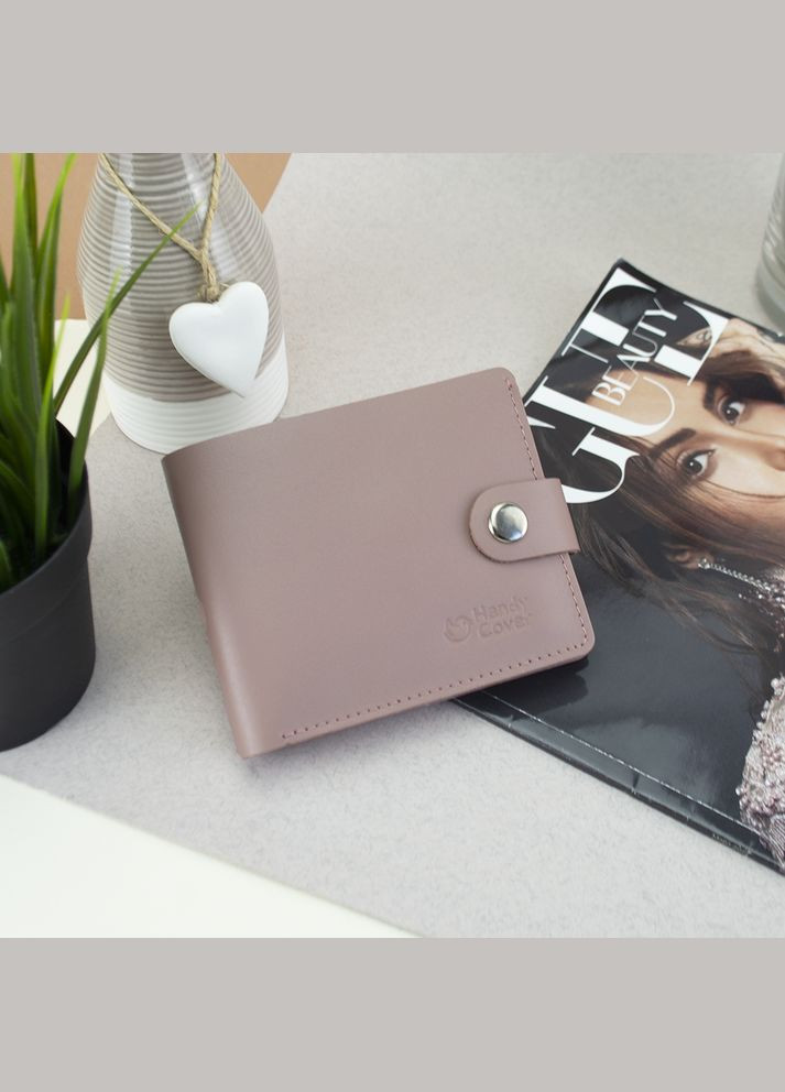 Кошелек женский маленький кожаный HC0042 нюдовый на кнопке HandyCover (326770571)