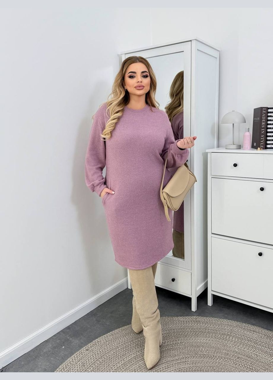 Сиреневое теплое ангорове платье No Brand