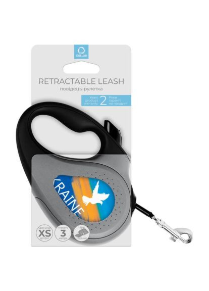 Поводок для собак R-leash "Флаг" XS до 12 кг 3 м (8123-0229-01) WAUDOG R-leash &quot;Прапор&quot; XS до 12 кг 3 м чорний (366515922)