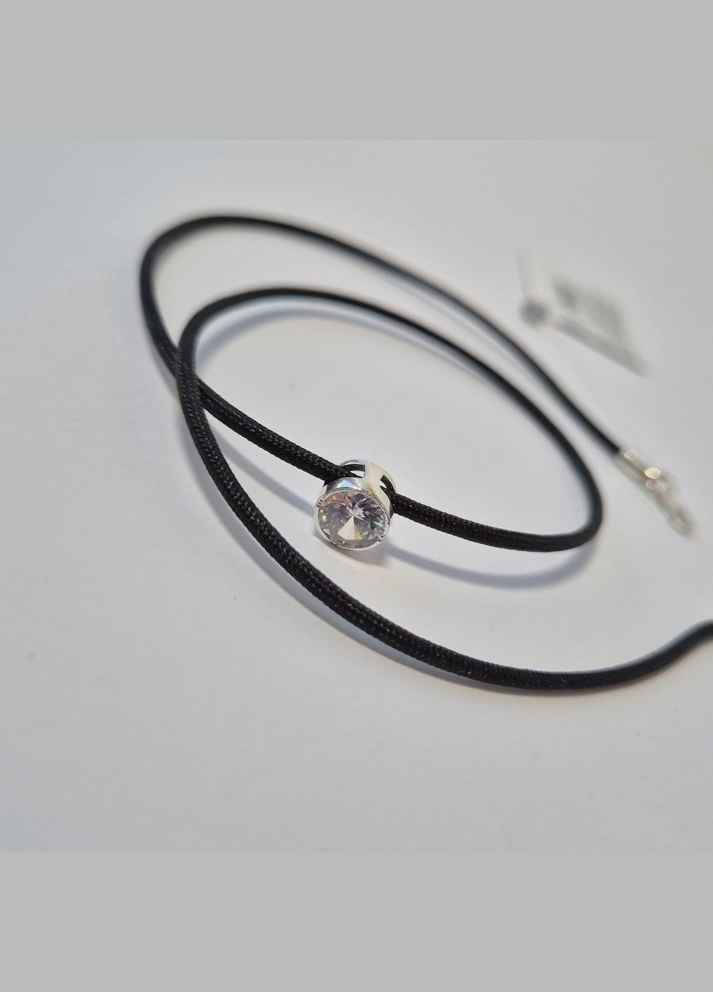 Серебряная подвеска Камень на шелковом шнурке 40 см Чокер Серебро 925 пробы 42009 2.10г No Brand (339864519)