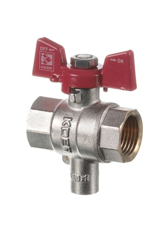 KR.230 1/2" FF Кран кул. ГГМ для подключ. датчика темпер., ручка "бабочка" красная (80 шт/ящ) KOER (315443136)