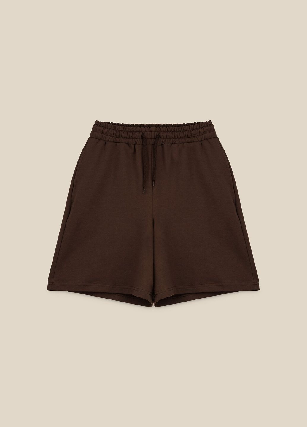 Шорты трикотажные однотонные женские WBC02406 Темно-коричневый shop (2000999210556) LAWA Шорти трикотажні (337118064)