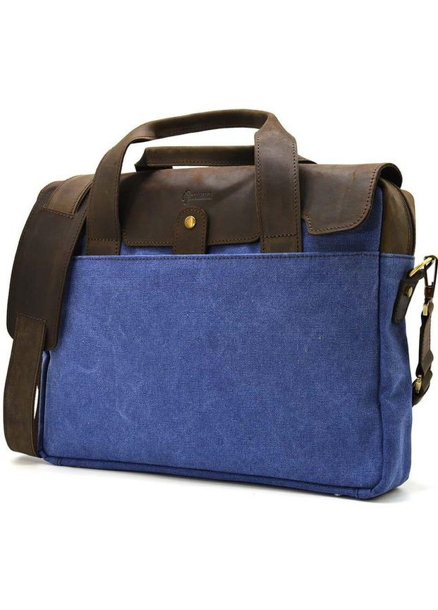 Сумка портфель через плечо для мужчин из текстиля и натуральной кожи для документов А4 для ноутбука Синий 40580 TARWA (361401026)