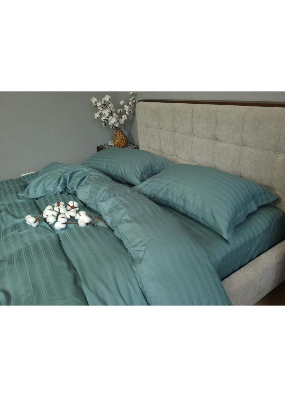 Постельное белье с резинкой Мульти страйп морской бриз сатин, PREMIUM Евро размер, наволочки 50/70 No Brand (364219091)