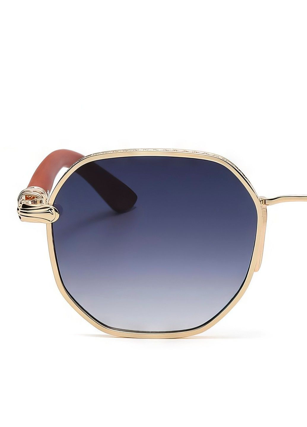 Сонцезахисні окуляри восьмигранні чорний градієнт коричневий із золотом No Brand (292632153)